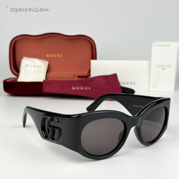 Gucci Women Sunglasses Black Grey Oval GG1544S 001 BRAND NEW